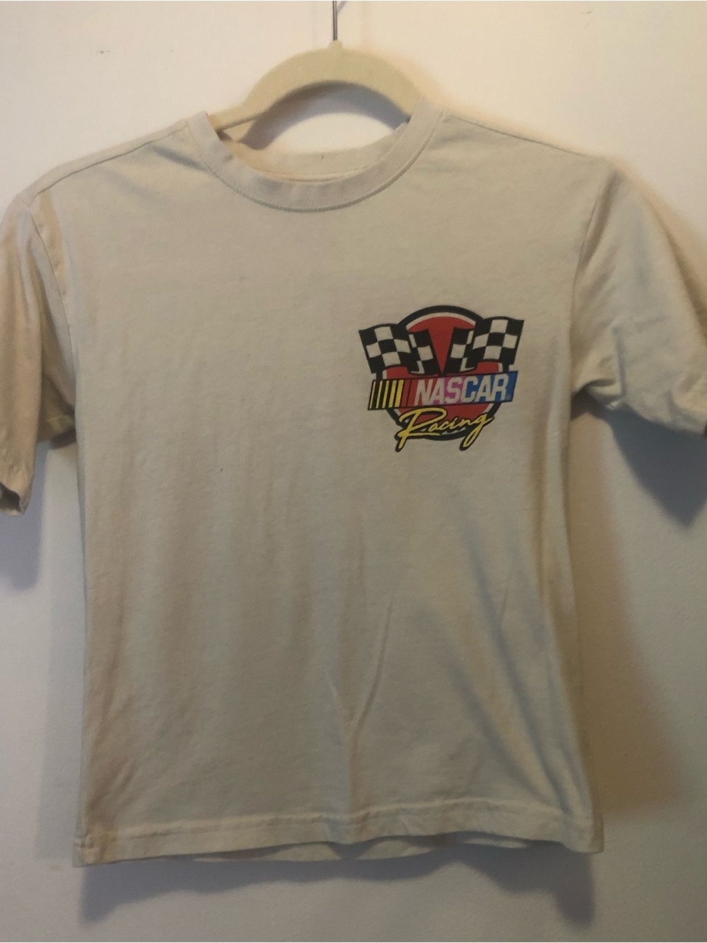 Nascar Cream Kids Short Sleeve Tee with Racing Logo